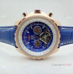 Copy Breitling Bentley Tourbillon Rose Gold Watch Blue Dial